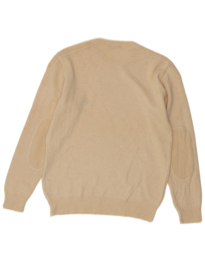 VINTAGE Mens Crew Neck Jumper Sweater Small Beige