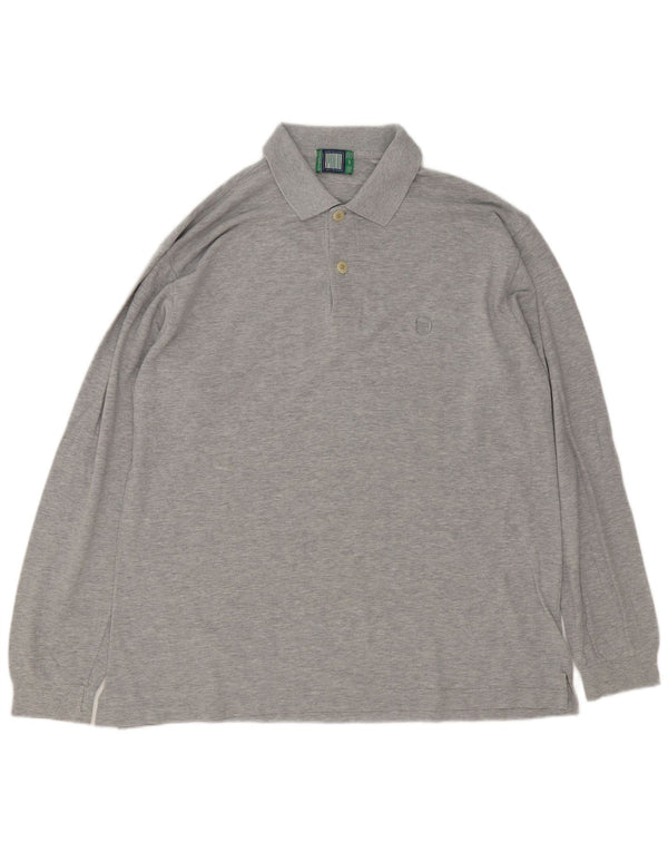 Sergio Tacchini Mens Long Sleeve Polo Shirt IT 54 XL Grey Cotton