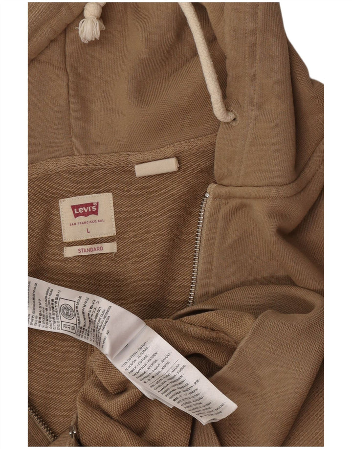 Levi's Mens Standard Zip Hoodie Sweater Large Brown Cotton