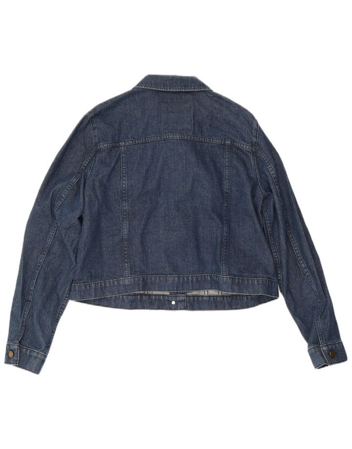 MICHAEL KORS Womens Crop Denim Jacket UK 18 XL Blue Cotton