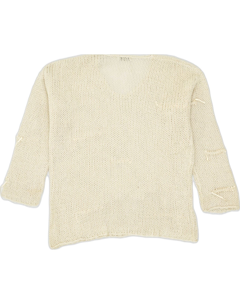 PINKO Womens Oversized V-Neck Jumper Sweater UK 14 Medium Beige Acrylic | Vintage | Thrift | Second-Hand | Used Clothing | Messina Hembry 