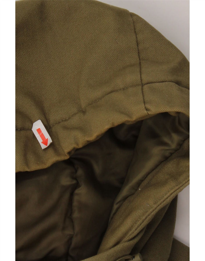 DC Mens Hooded Parka Jacket UK 36 Small Khaki Cotton