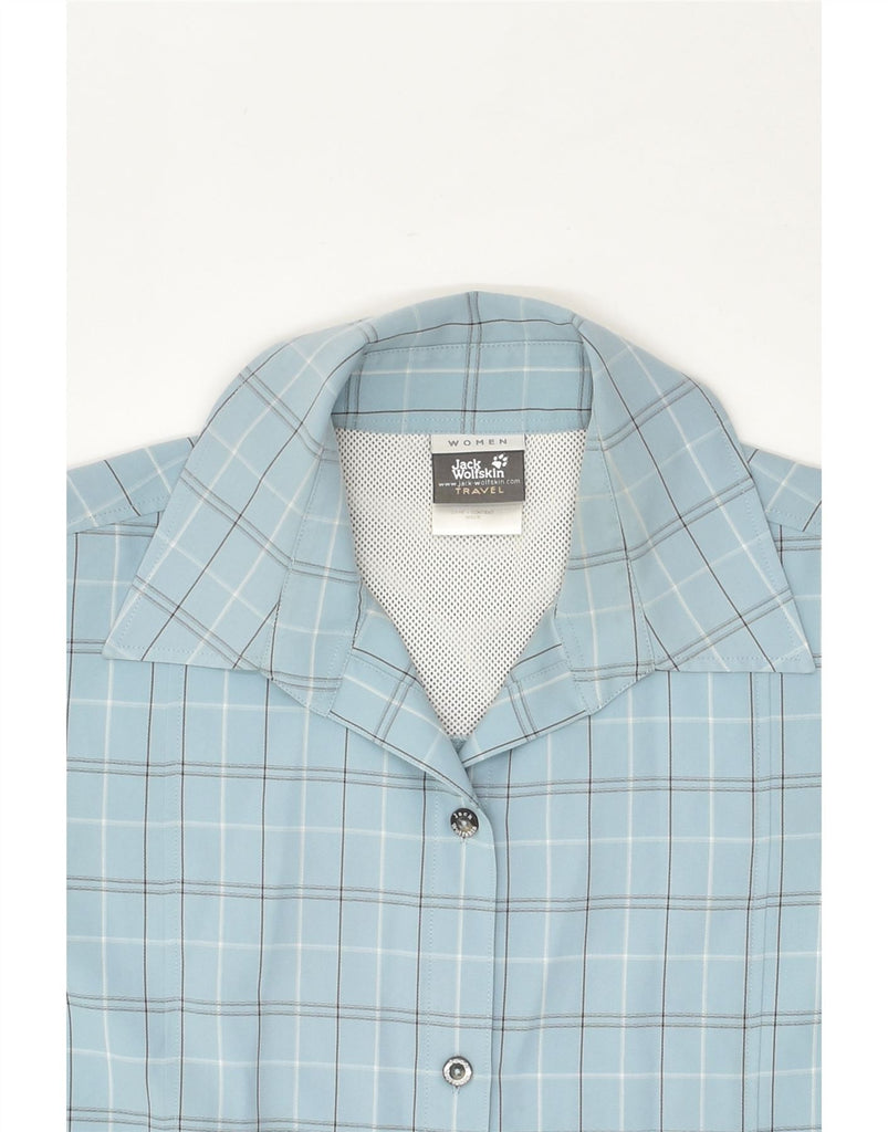 JACK WOLFSKIN Womens Short Sleeve Shirt UK 14/16 Large Blue Check | Vintage Jack Wolfskin | Thrift | Second-Hand Jack Wolfskin | Used Clothing | Messina Hembry 