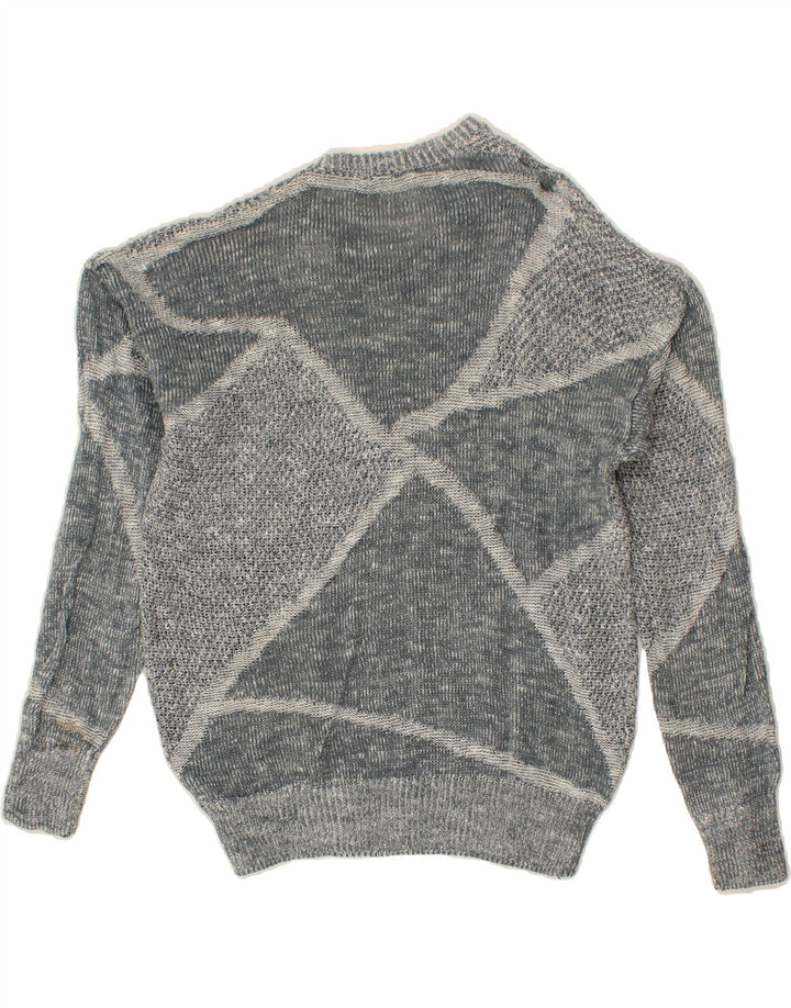 VINTAGE Womens V-Neck Jumper Sweater IT 52 2XL Grey Colourblock Vintage Vintage and Second-Hand Vintage from Messina Hembry 