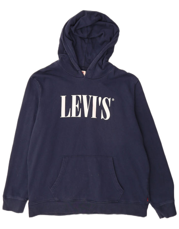 Levi's Mens Standard Graphic Hoodie Jumper Large Navy Blue Cotton