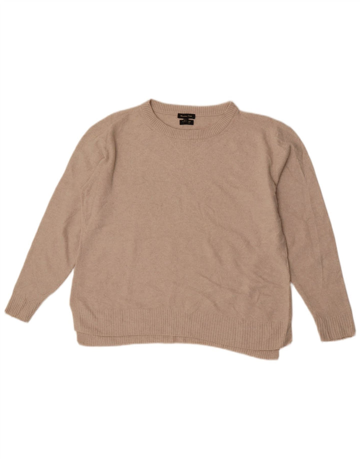 Massimo Dutti Womens Boat Neck Jumper Sweater UK 16 Large Beige