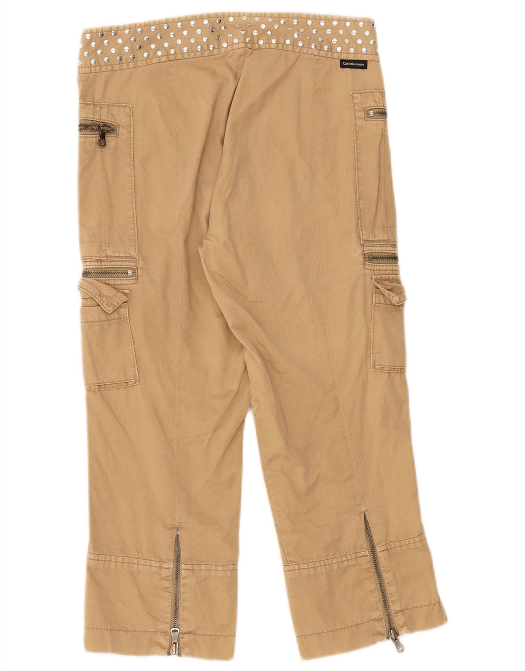 Calvin Klein Womens Capri Cargo Trousers W28 L22 Beige Cotton