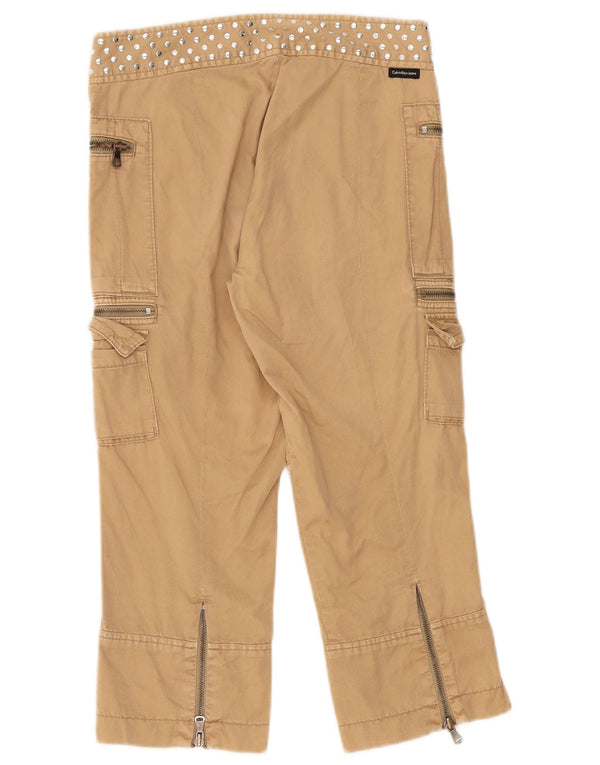 Calvin Klein Womens Capri Cargo Trousers W28 L22 Beige Cotton