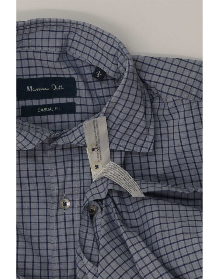 Massimo Dutti Mens Casual Fit Shirt Large Blue Check Cotton