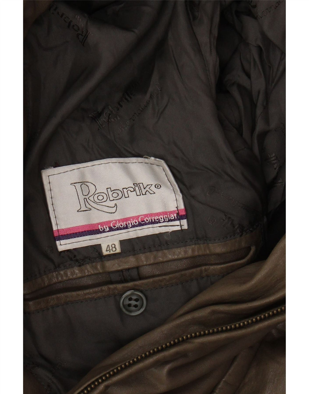 ROBRIK Mens Leather Coat IT 48 Medium Brown