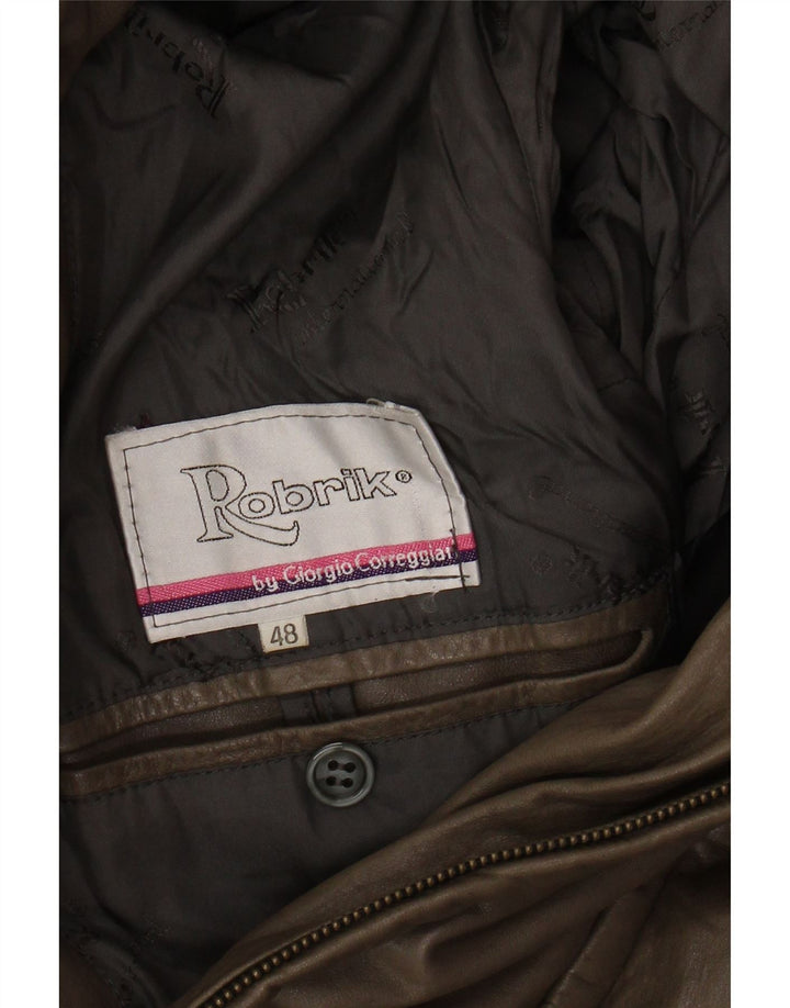 ROBRIK Mens Leather Coat IT 48 Medium Brown
