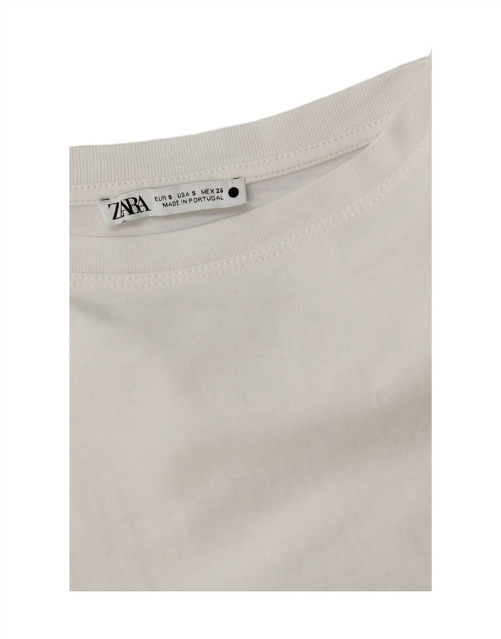 ZARA Womens Oversized T-Shirt Top UK 10 Small White Cotton Vintage Zara and Second-Hand Zara from Messina Hembry 