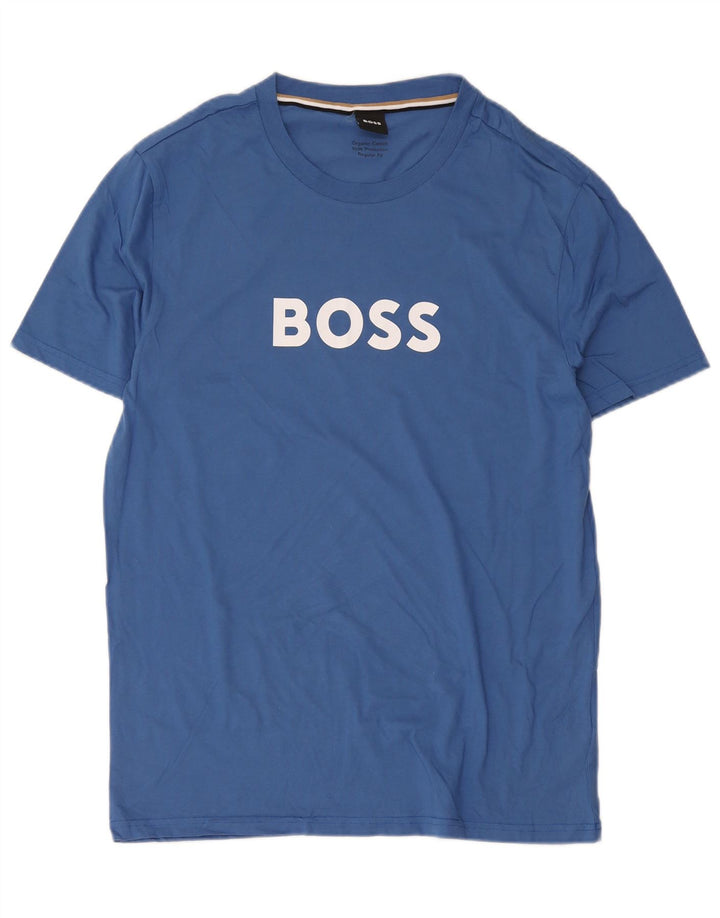 Hugo Boss Mens Regular Fit Graphic T-Shirt Top Large Blue Cotton