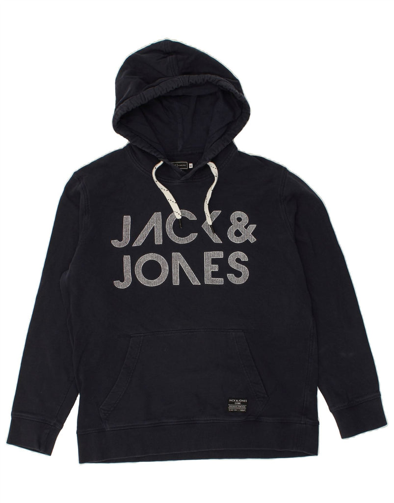 JACK & JONES Mens Slim Graphic Hoodie Jumper XL Navy Blue Cotton | Vintage Jack & Jones | Thrift | Second-Hand Jack & Jones | Used Clothing | Messina Hembry 