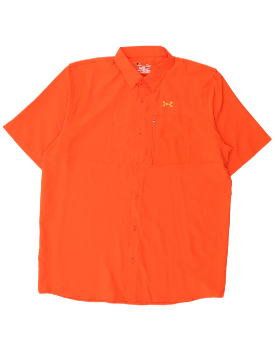 UNDER ARMOUR Mens Heat Gear Short Sleeve Shirt Large Orange Polyester