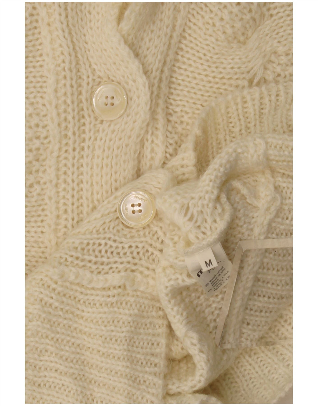 MET Womens Cardigan Sweater UK 12 Medium Beige Mohair