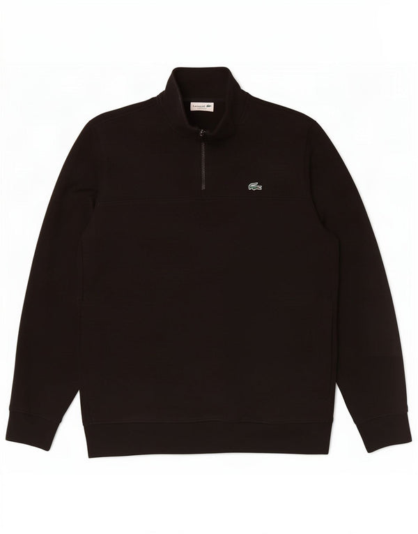 Lacoste Mens Classic Fit Zip Neck Sweatshirt Jumper Size 5 Large Black