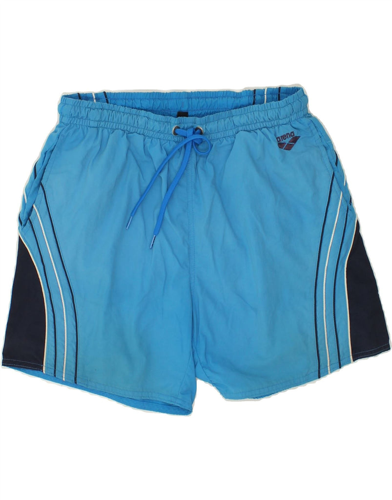 ARENA Mens Sport Shorts Medium Blue Colourblock Nylon Vintage Arena and Second-Hand Arena from Messina Hembry 