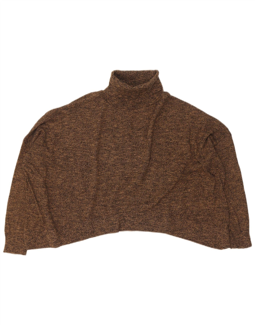Zara Womens Crop Roll Neck Jumper Sweater UK 14 Medium Brown Flecked