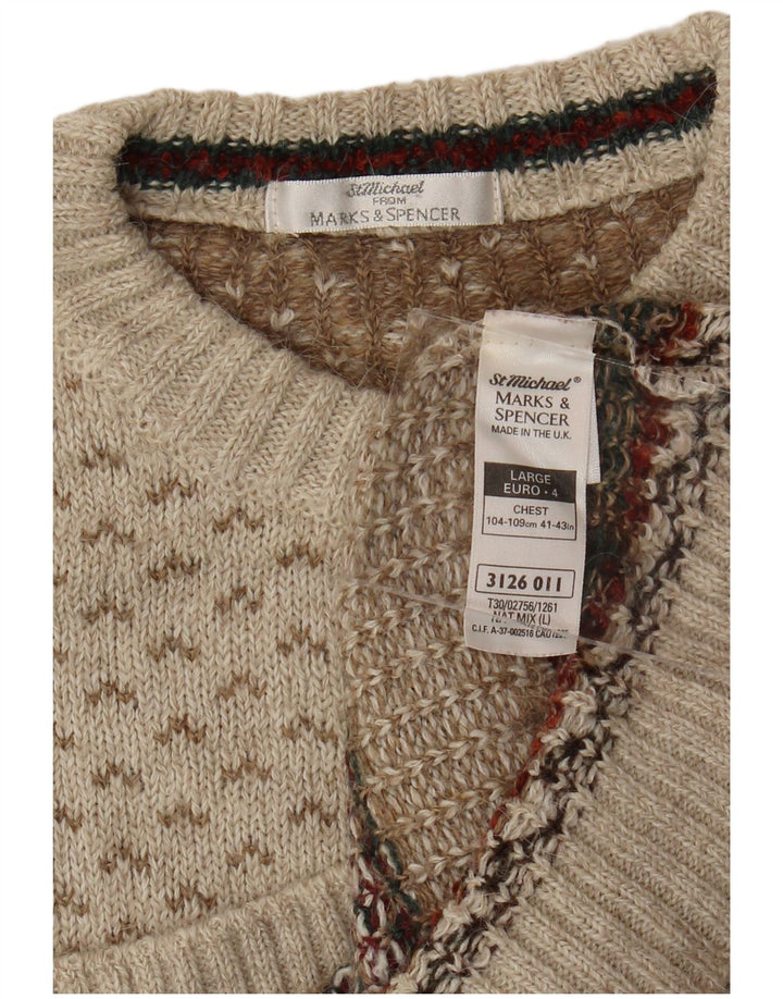 Marks & Spencer Mens St. Michael Crew Neck Jumper Sweater Large Beige