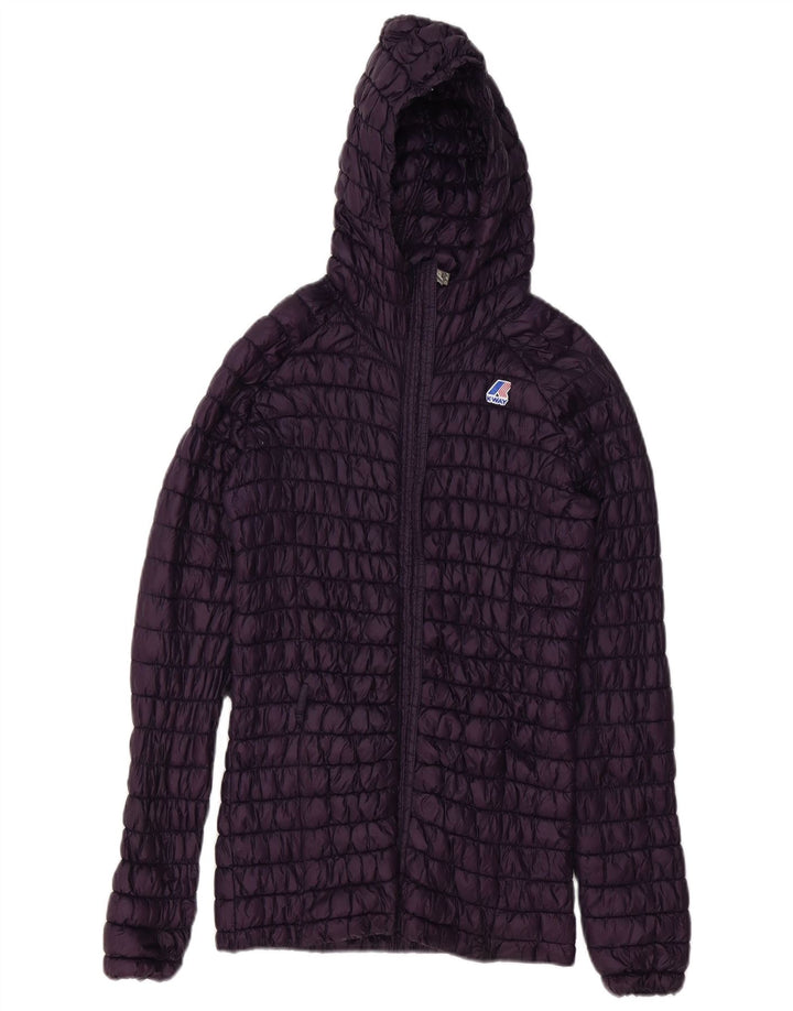 K-WAY Womens Hooded Padded Jacket US 9 Medium Purple Polyester