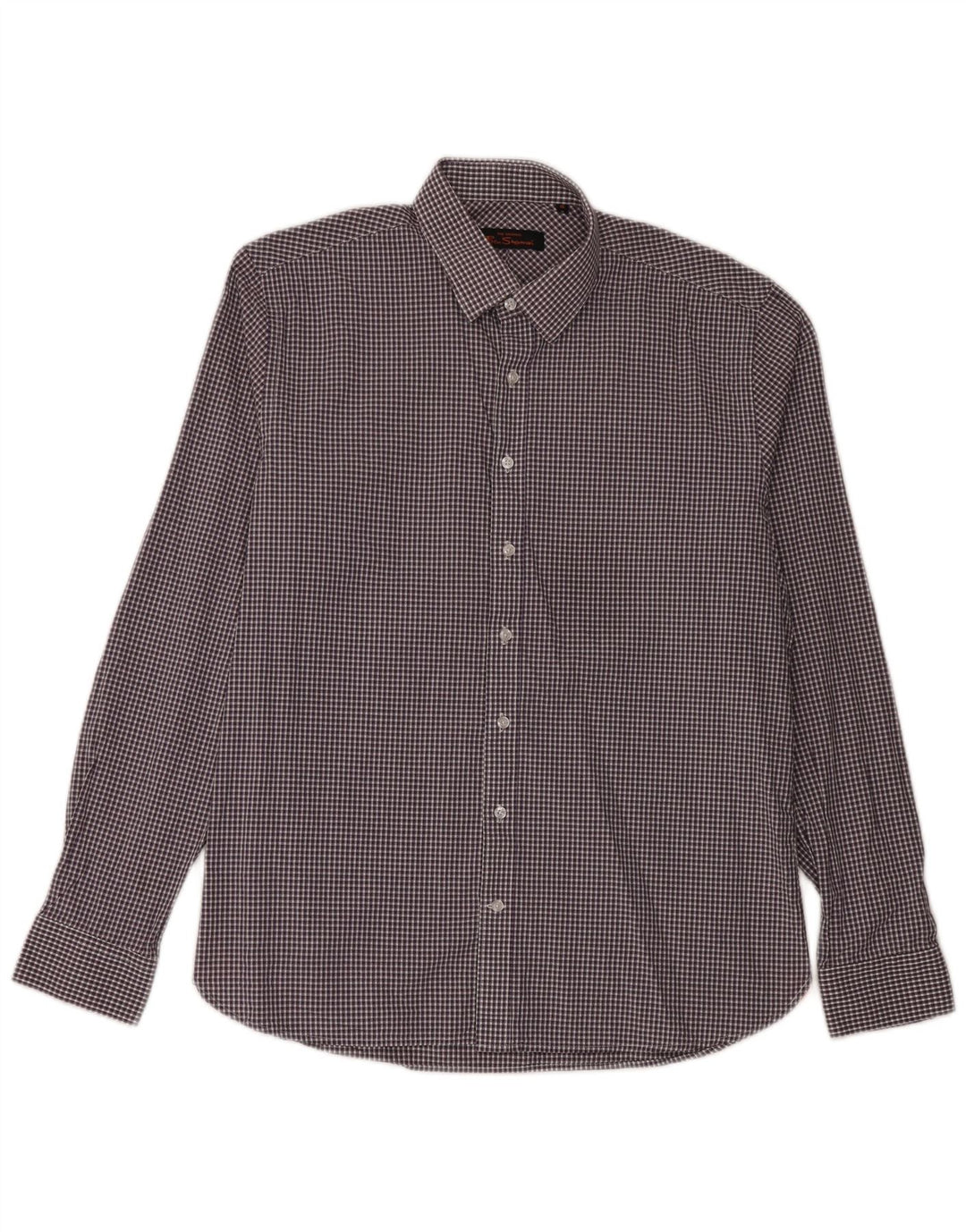 Ben Sherman Mens Shirt Size 16 Large Purple Gingham Cotton