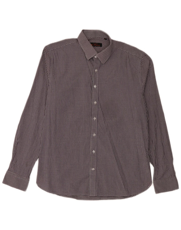 Ben Sherman Mens Shirt Size 16 Large Purple Gingham Cotton