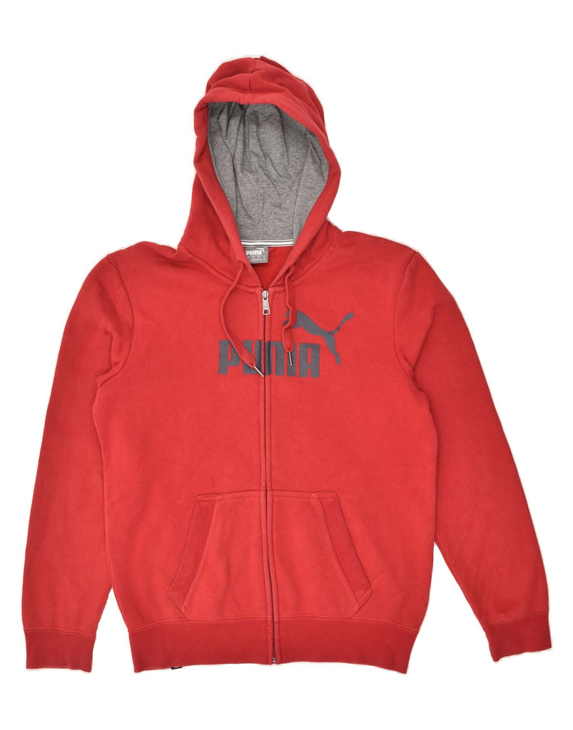 PUMA Mens Graphic Zip Hoodie Sweater Small Red Cotton | Vintage Puma | Thrift | Second-Hand Puma | Used Clothing | Messina Hembry 