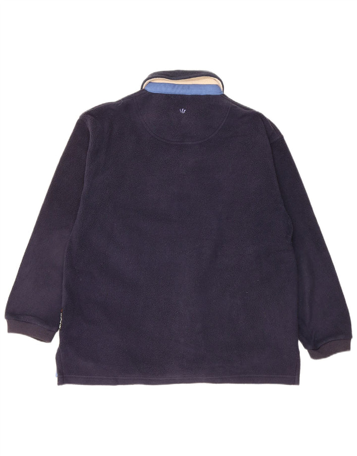 FAT FACE Mens Polartec Loose Fit Polo Neck Fleece Jumper XS Navy Blue