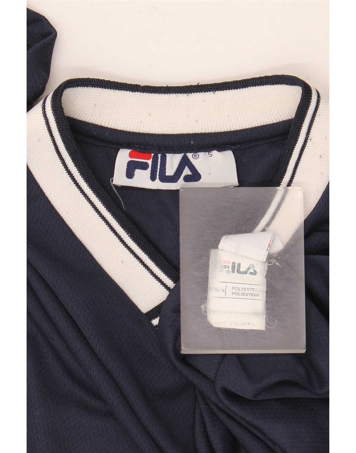 Fila Mens T-Shirt Top Small Navy Blue Colourblock Polyester