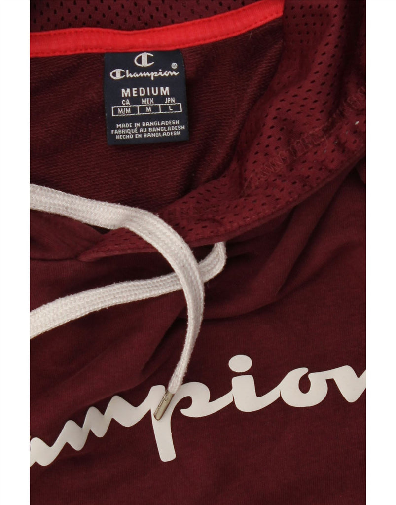 CHAMPION Mens Graphic Hoodie Jumper Medium Maroon Cotton Vintage Champion and Second-Hand Champion from Messina Hembry 