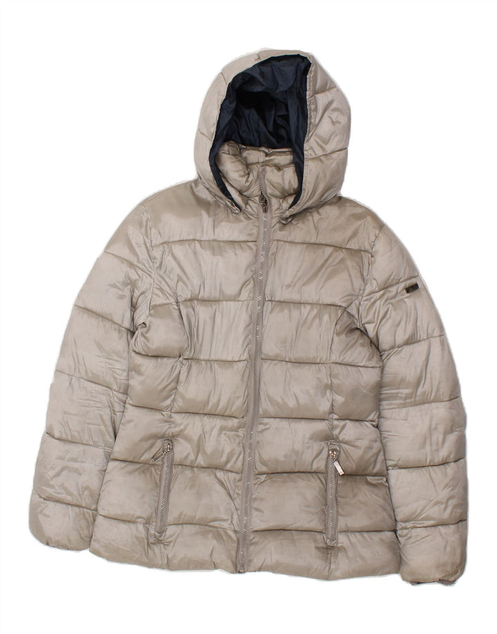 ELLESSE Womens Hooded Padded Jacket UK 14 Medium Grey Polyester Vintage Ellesse and Second-Hand Ellesse from Messina Hembry 