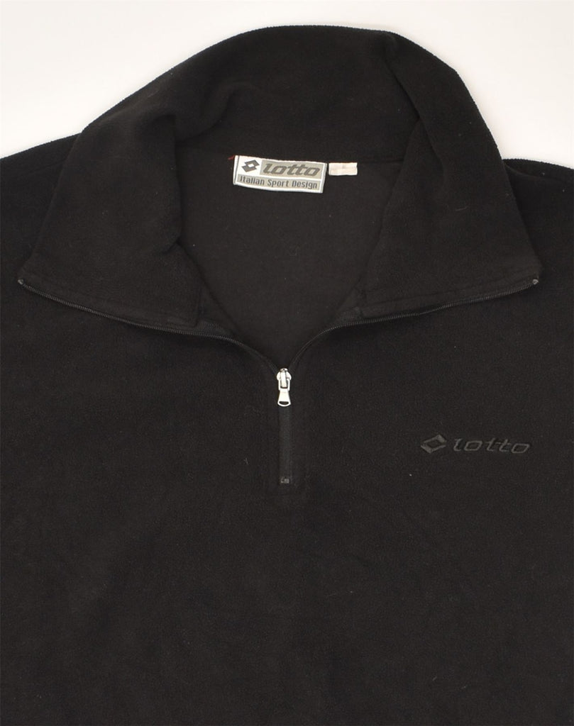 LOTTO Mens Zip Neck Fleece Jumper Medium Black Polyester | Vintage Lotto | Thrift | Second-Hand Lotto | Used Clothing | Messina Hembry 