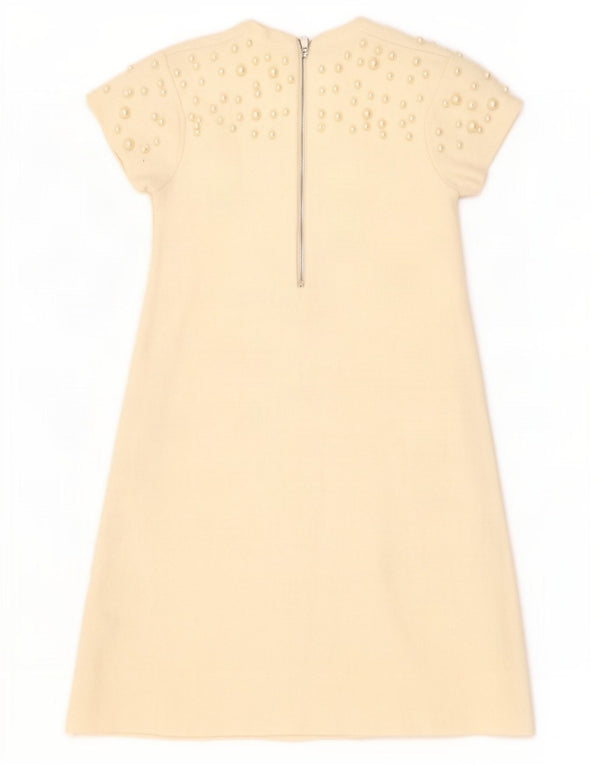 Zara Womens Short Sleeves Jumper Dress UK 8 Small Off White Spotted Viscose