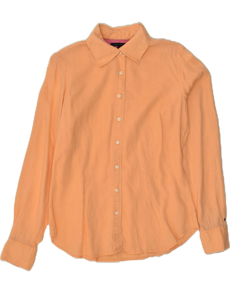 TOMMY HILFIGER Womens Shirt US 8 Medium Orange Linen | Vintage Tommy Hilfiger | Thrift | Second-Hand Tommy Hilfiger | Used Clothing | Messina Hembry 