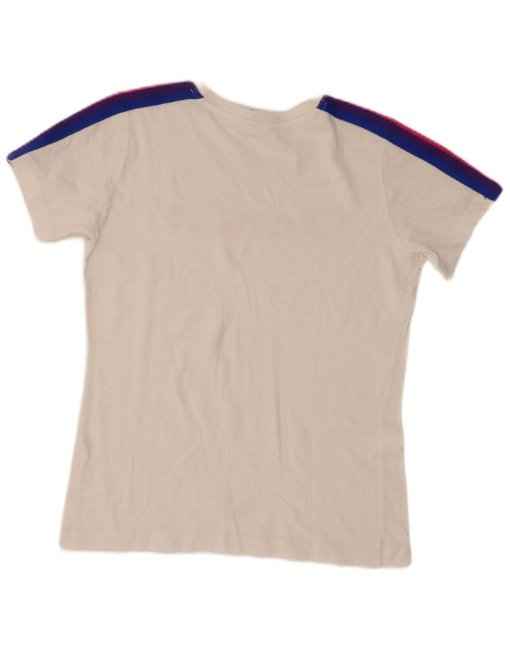 Champion Womens Graphic T-Shirt Top UK 12 Medium White Colourblock