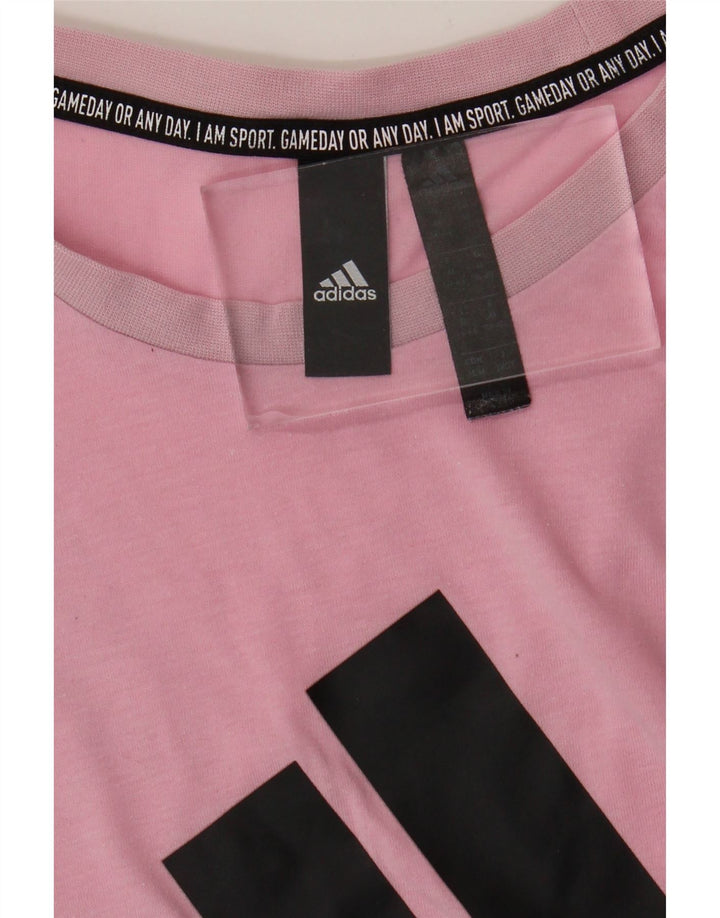 Adidas Womens Graphic T-Shirt Top UK 12 Medium Pink