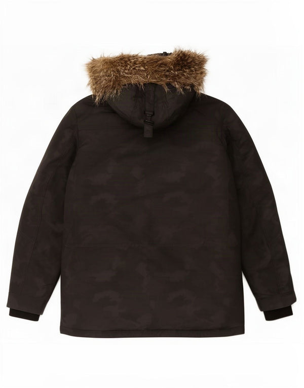 Marks & Spencer Mens Hooded Padded Coat UK 38 Medium Grey Camouflage