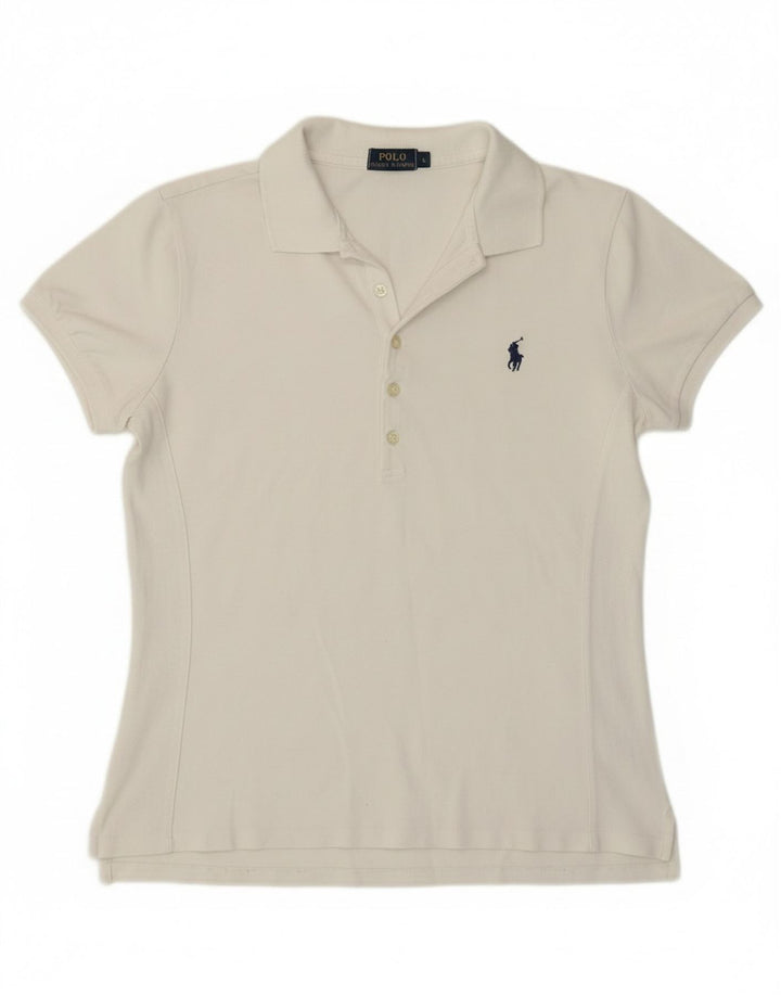 Polo Ralph Lauren Womens Polo Shirt Large Off White Cotton