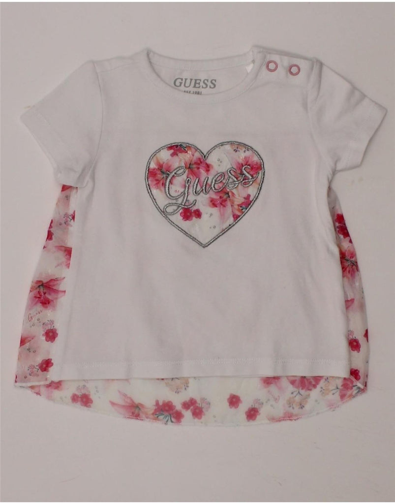 GUESS Baby Girls Graphic T-Shirt Top 3-6 Months White Floral Vintage Guess and Second-Hand Guess from Messina Hembry 