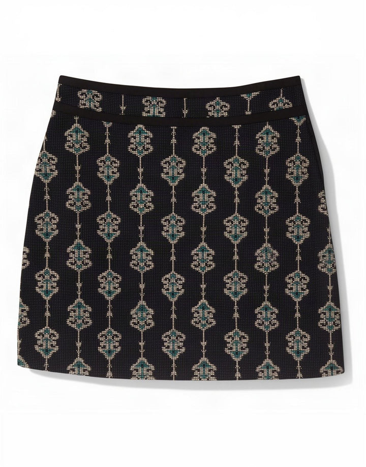 Zara Womens Mini Skirt XS W24 Navy Blue Paisley Polyester