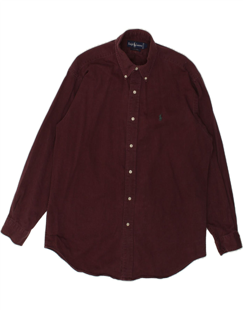 RALPH LAUREN Mens Blaire Shirt Medium Burgundy Cotton Vintage Ralph Lauren and Second-Hand Ralph Lauren from Messina Hembry 