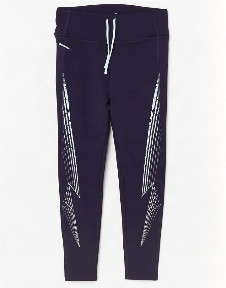 Under Armour Womens Graphic Leggings UK 12 Medium Navy Blue Polyester