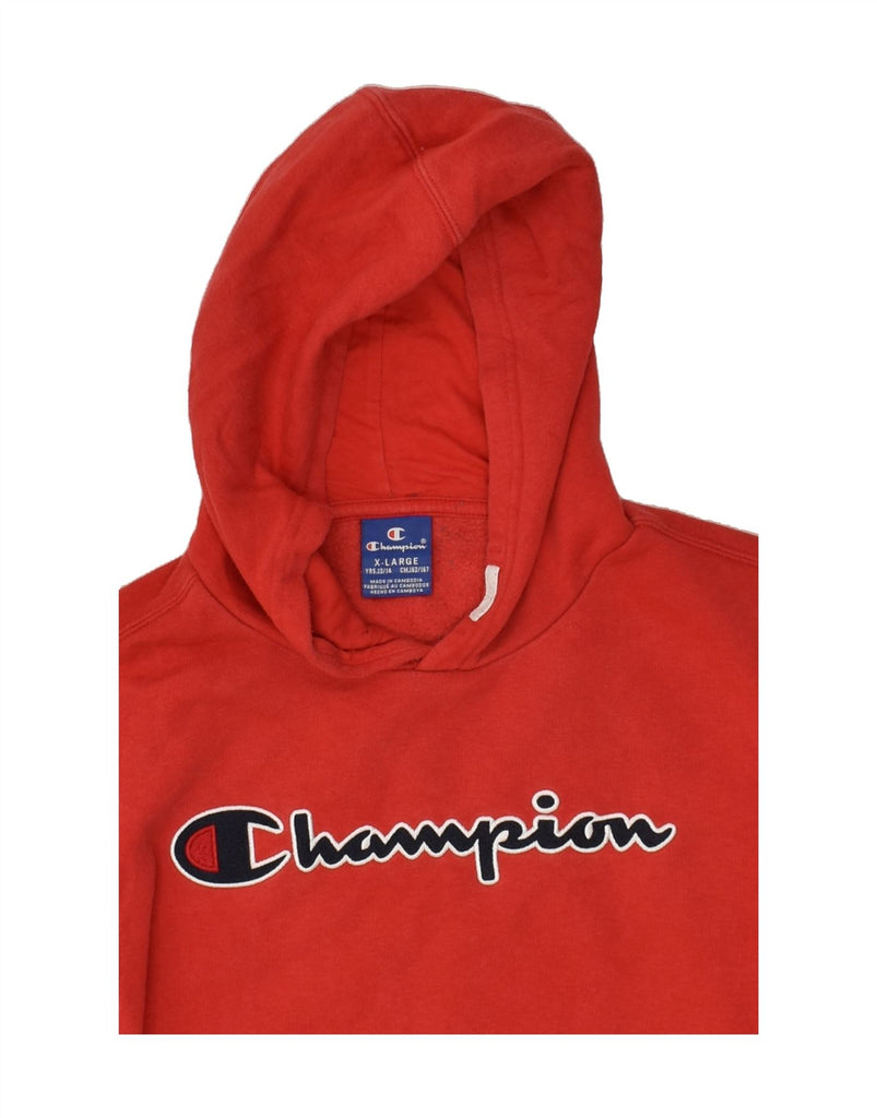 CHAMPION Boys Graphic Hoodie Jumper 13-14 Years XL  Red Cotton | Vintage Champion | Thrift | Second-Hand Champion | Used Clothing | Messina Hembry 