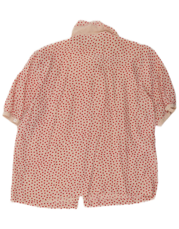 Vintage Womens Short Sleeve Shirt Blouse UK 16 Large Pink Spotted