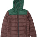 Fred Perry Mens Hooded Padded Jacket UK 38 Medium Brown Colourblock Nylon
