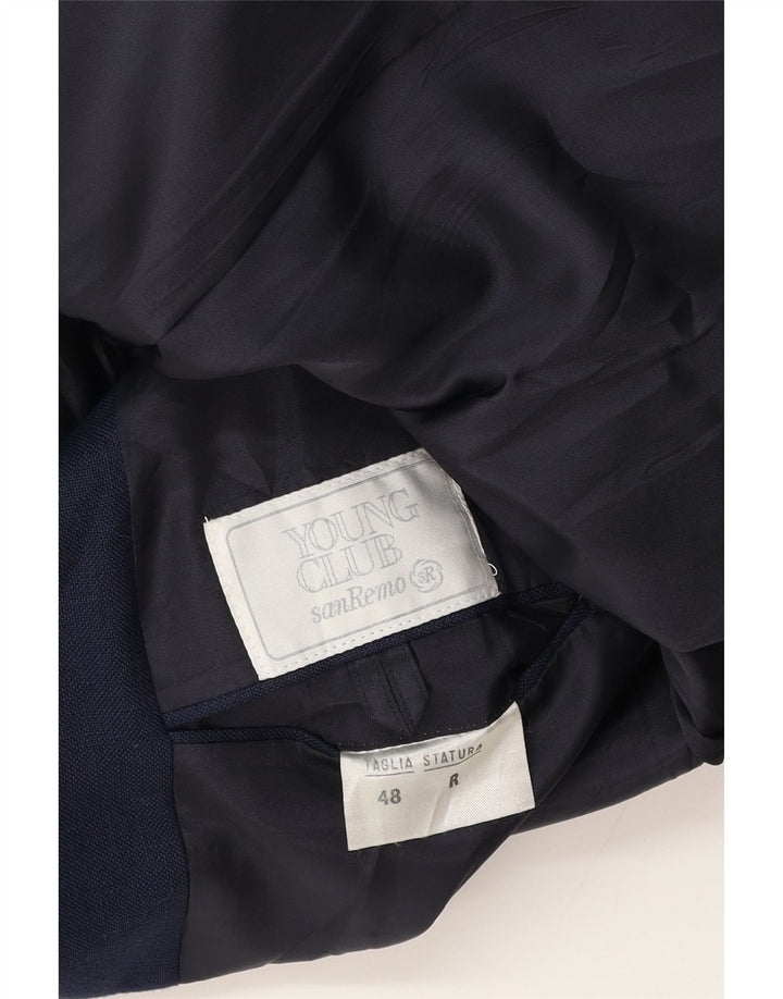 San Remo Mens Double Breasted Blazer Jacket IT 48 Medium Navy Blue