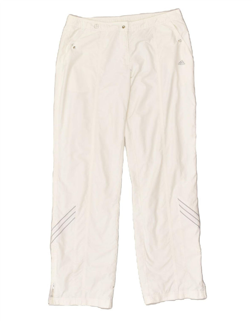 ADIDAS Womens Straight Casual Trousers UK 10 Small W30 White Polyester | Vintage Adidas | Thrift | Second-Hand Adidas | Used Clothing | Messina Hembry 