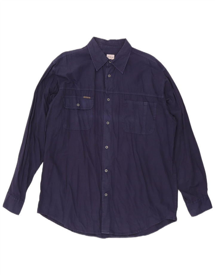 Calvin Klein Jeans Mens Shirt 2XL Navy Blue Cotton