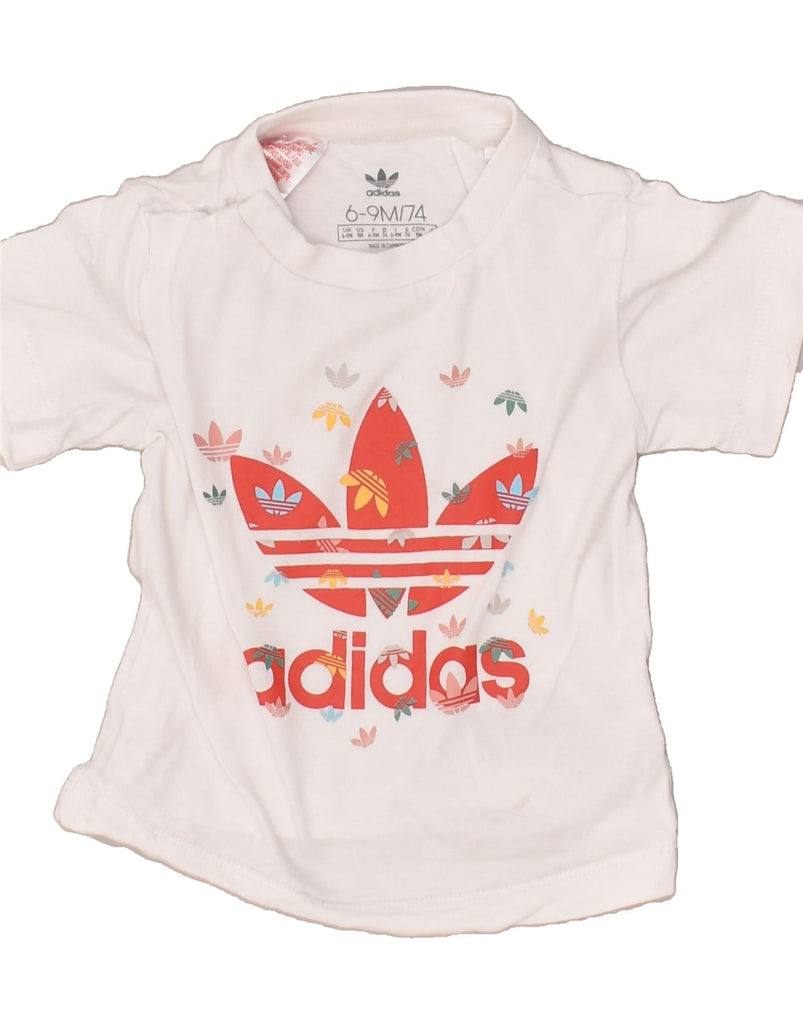 ADIDAS Baby Girls Graphic T-Shirt Top 6-9 Months White Spotted Cotton | Vintage Adidas | Thrift | Second-Hand Adidas | Used Clothing | Messina Hembry 